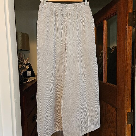 Listicle Striped Wide-Leg Pants - Navy/White - Size Small - Picture 1 of 11